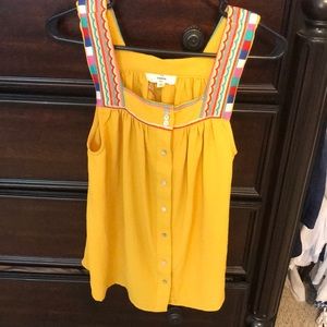 Think Happy Thoughts Lemon Embroidered Top